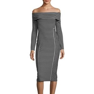 Derek Lam Striped Off-the-Shoulder Midi Dress